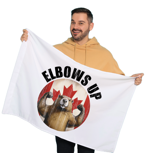 Elbows Up Withered Beaver Flag