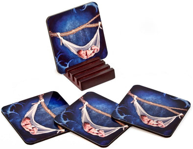 Coasters with Mahogany Stand - Custom T Shirts Canada by Printwell