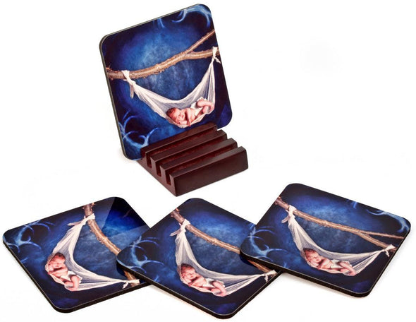 Coasters with Mahogany Stand - Custom T Shirts Canada by Printwell