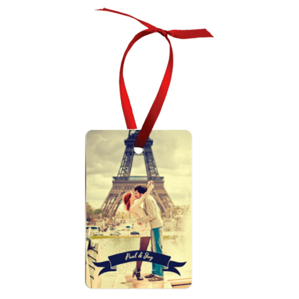 Custom metal rectangular Christmas ornament
