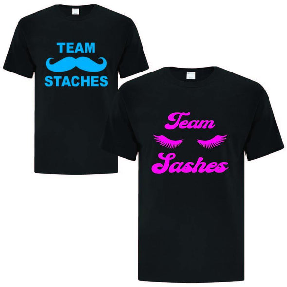 Lashes vs. Staches T-Shirt - Printwell Custom Tees